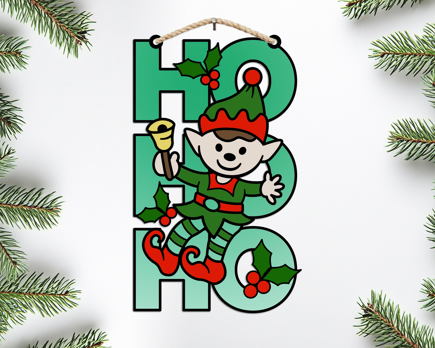 Elf Themed Ho Ho Ho Plaque