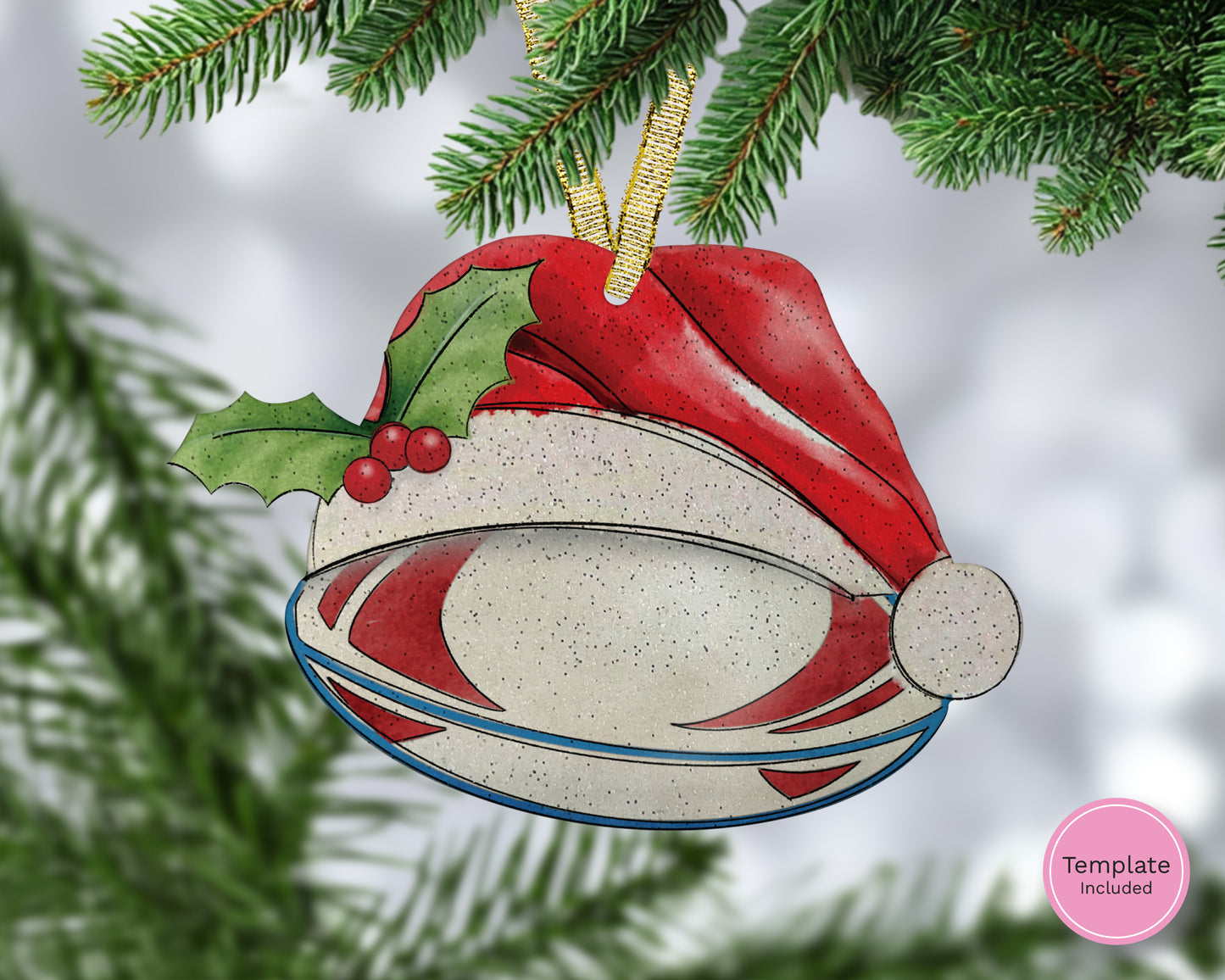 Rugby Christmas Hats Hanging Ornament Large
