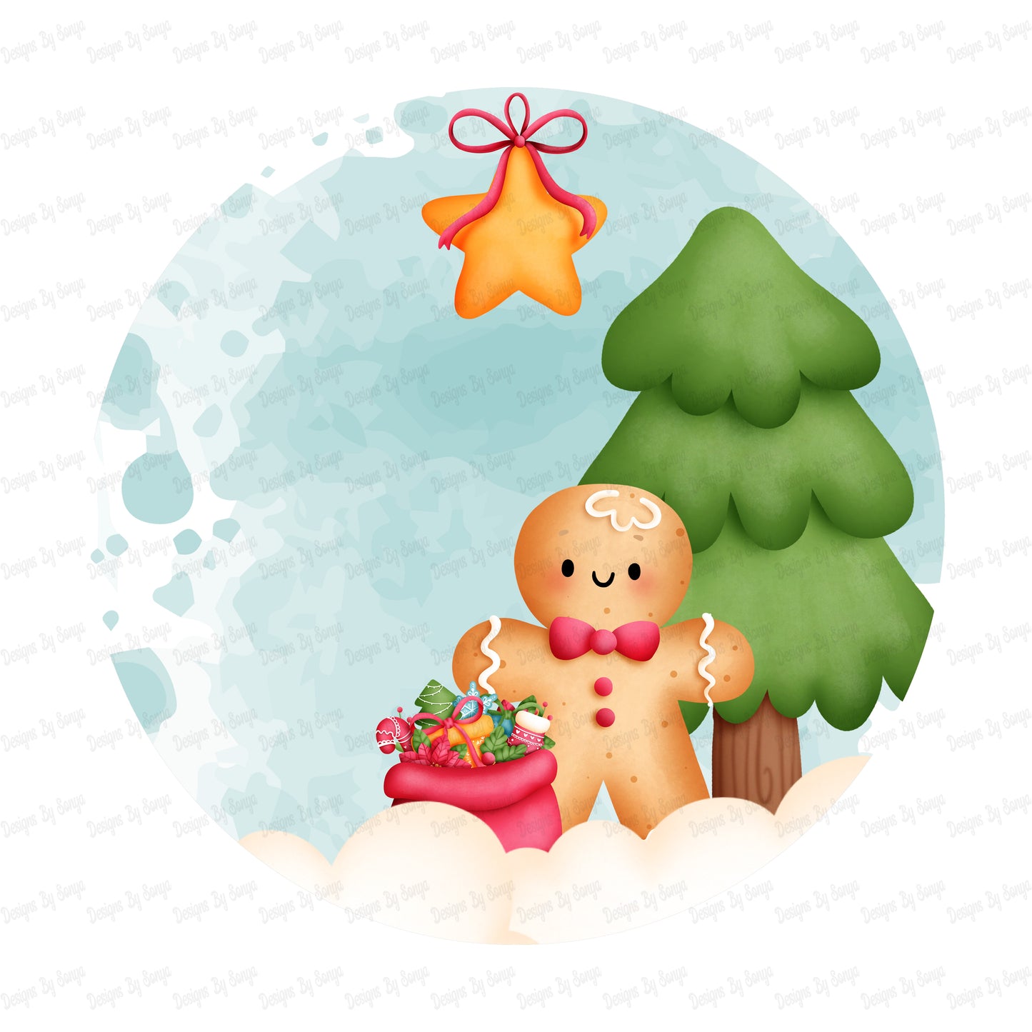Gingerbread Man Circular Decoration Design