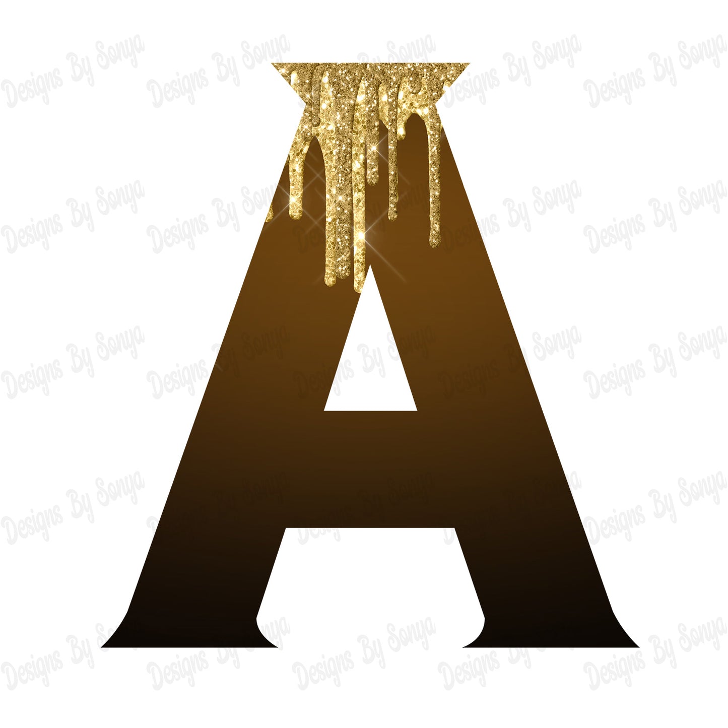 Golden Glitter Alphabet PNG Set