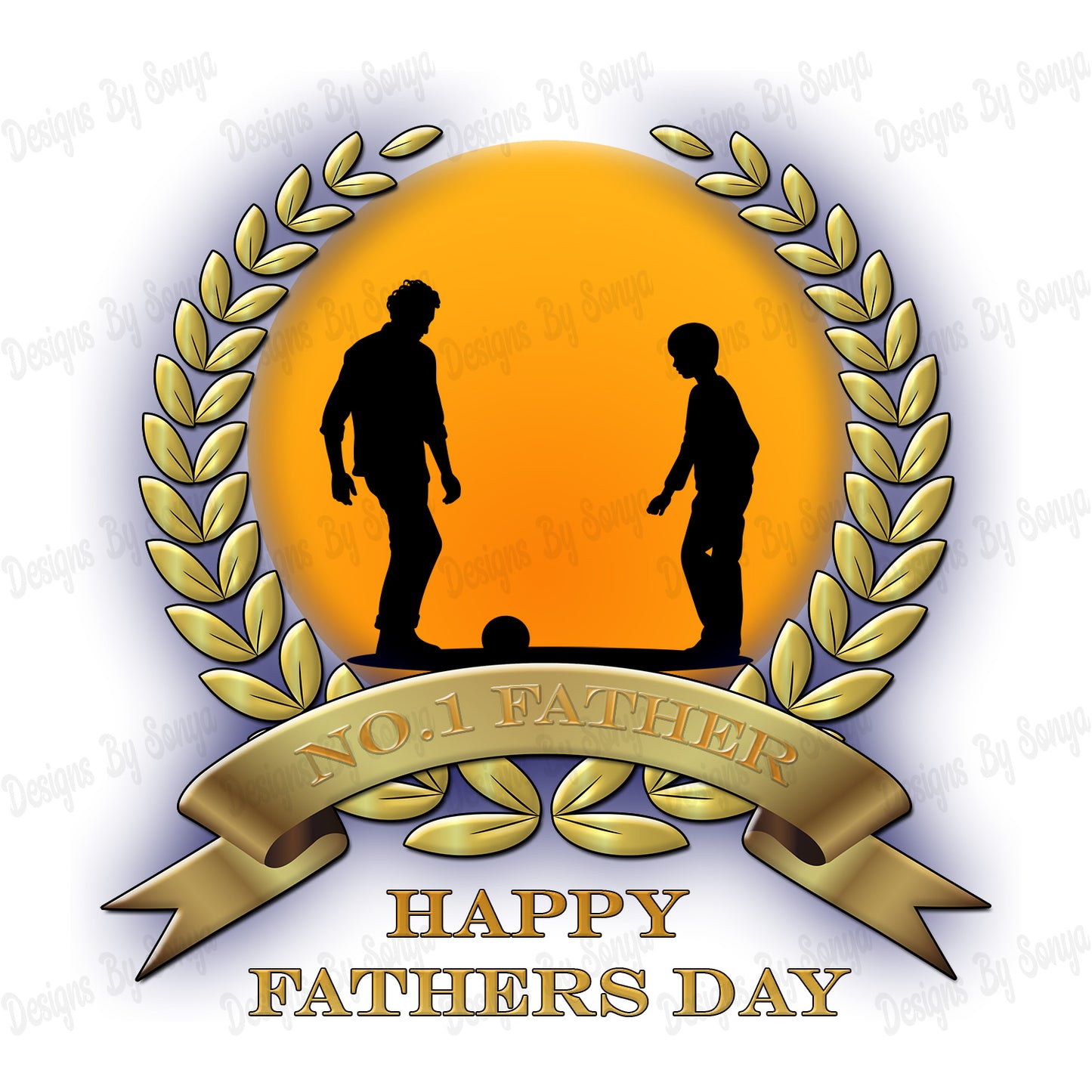 Silhouette Father Son Football - Fathers Day