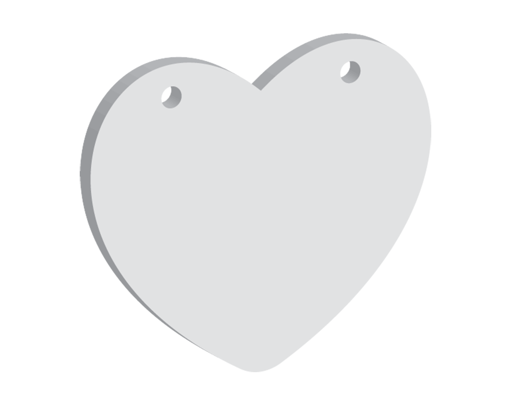 50mm Heart Two Horizontal Holes (10pcs)