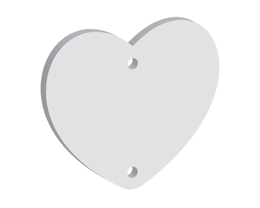 50mm Heart Two Vertical Holes (10pcs)