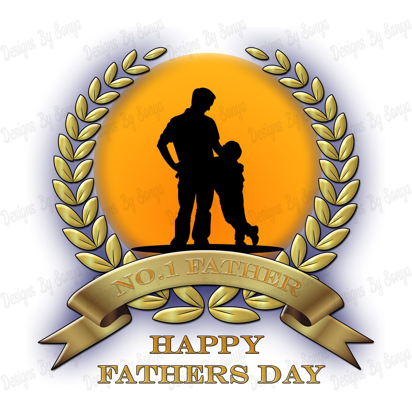 Silhouette Father Son Lean - Fathers Day