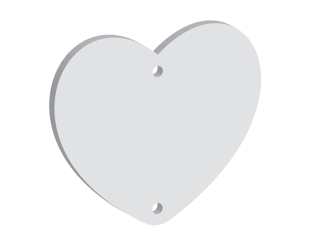 60mm Heart Two Vertical Holes (10pcs)