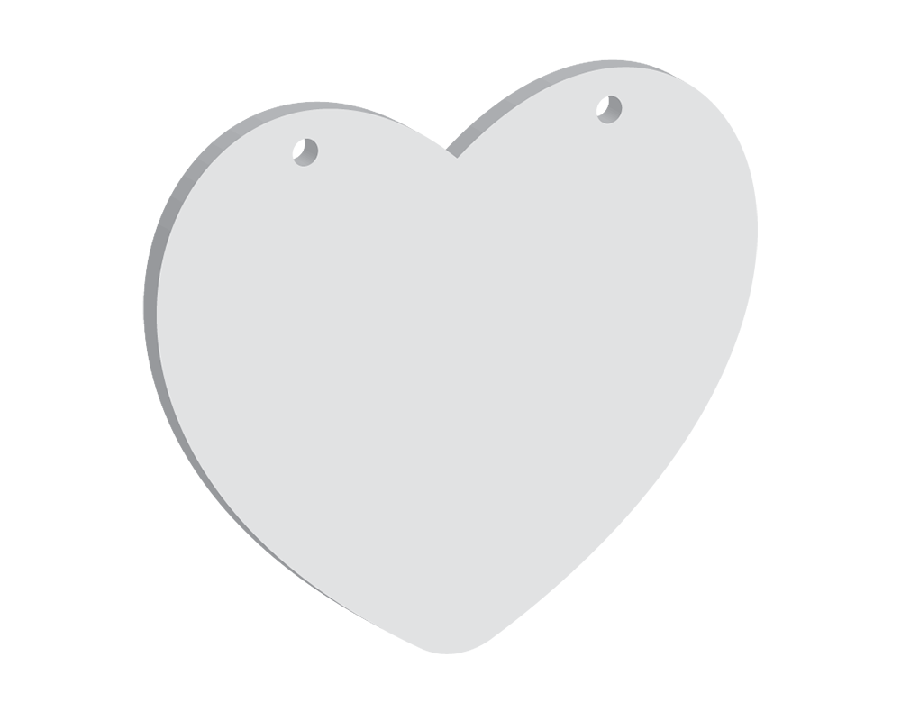 70mm Heart Two Horizontal Holes (10pcs)