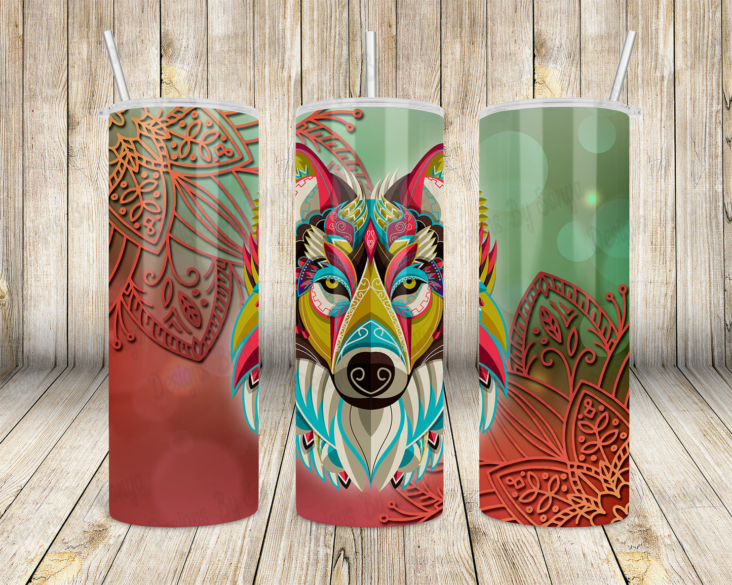 Boho Wolf Tumbler Design