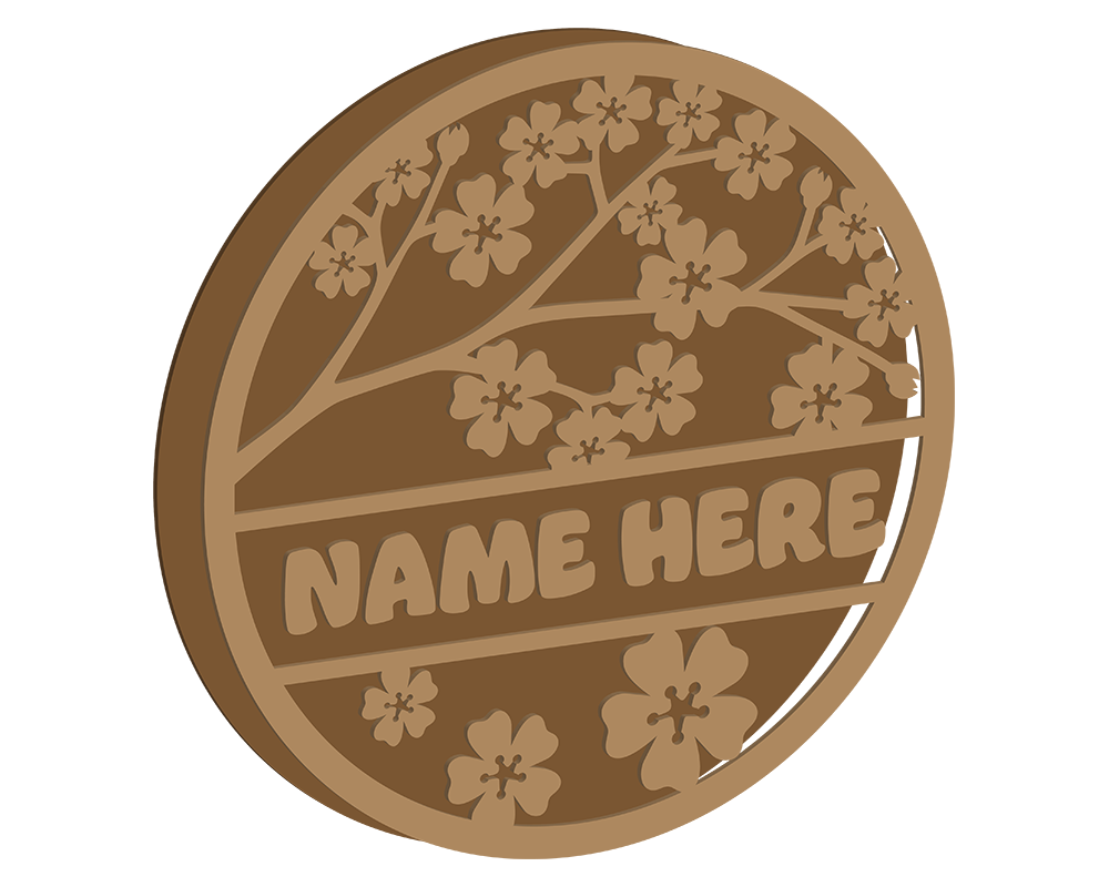Cherry Blossom Themed Name Plaque