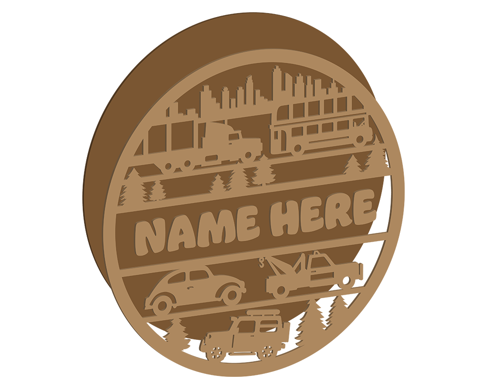 Cars and Trucks Themed Name Plaque