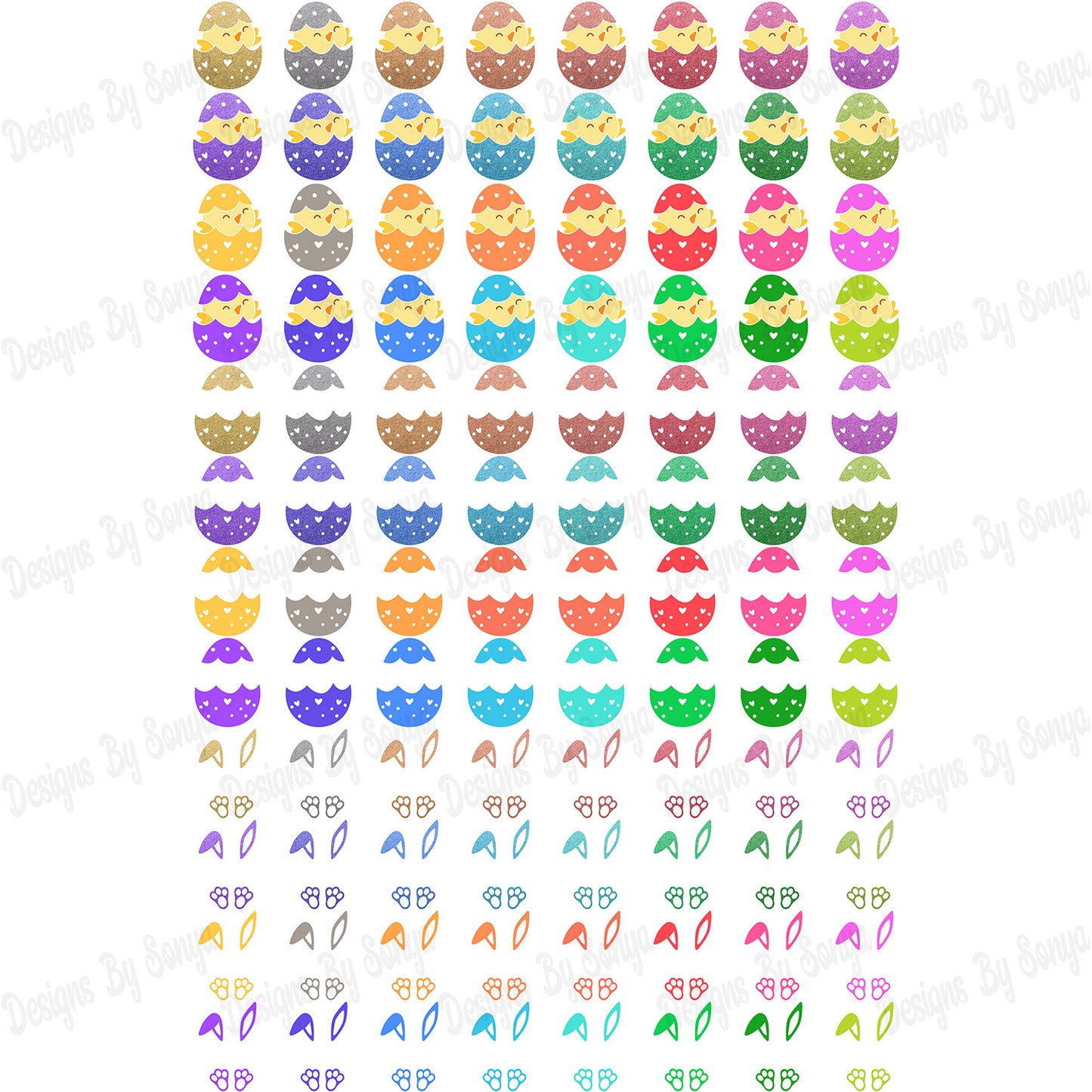 Glitter Easter Design Elements Bundle