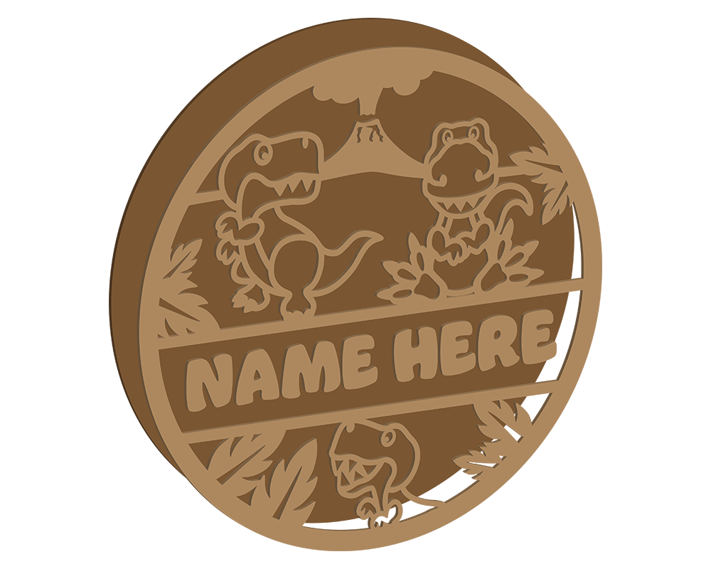 Cute T-Rex Dinosaur Themed Name Plaque