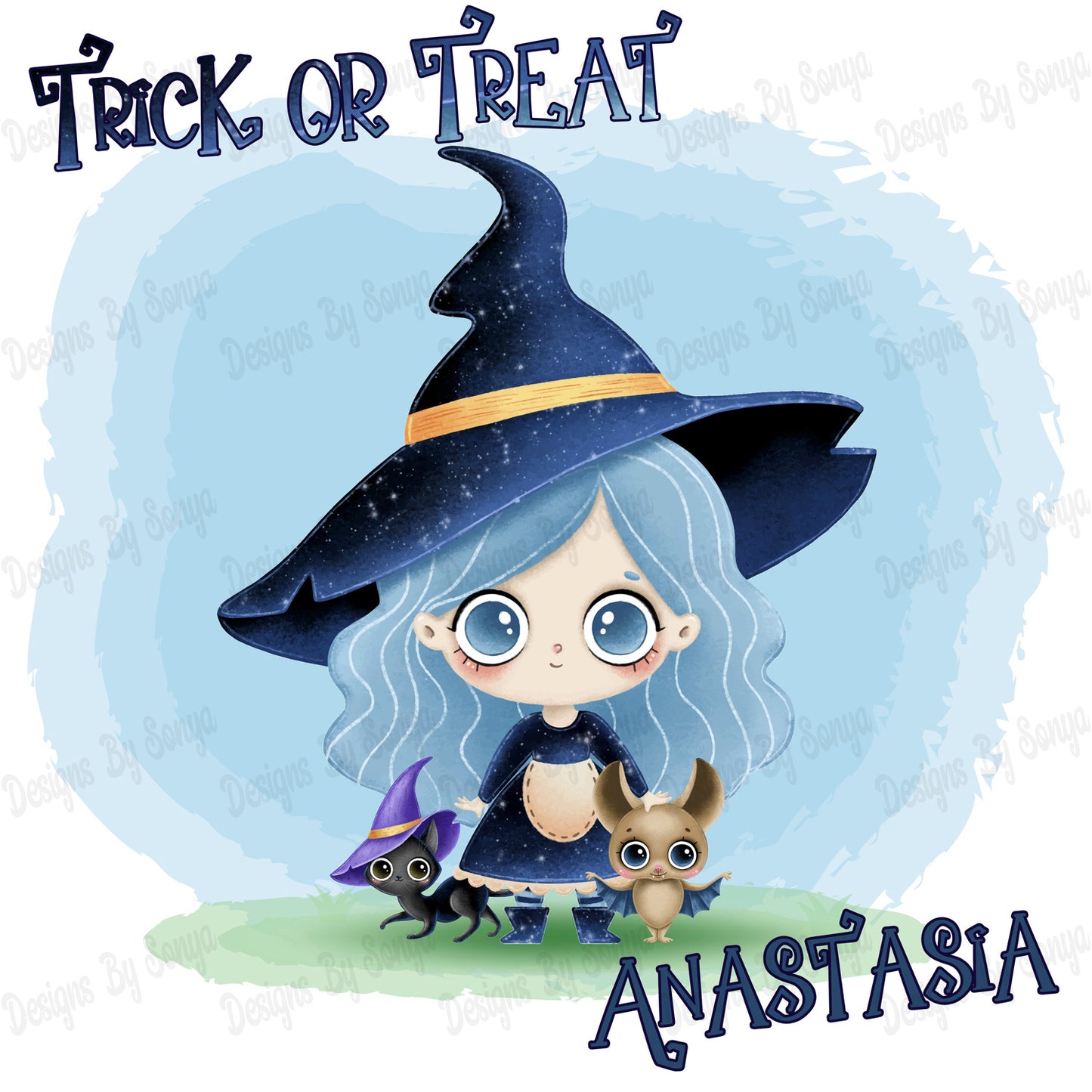 Blue Witch Halloween Design