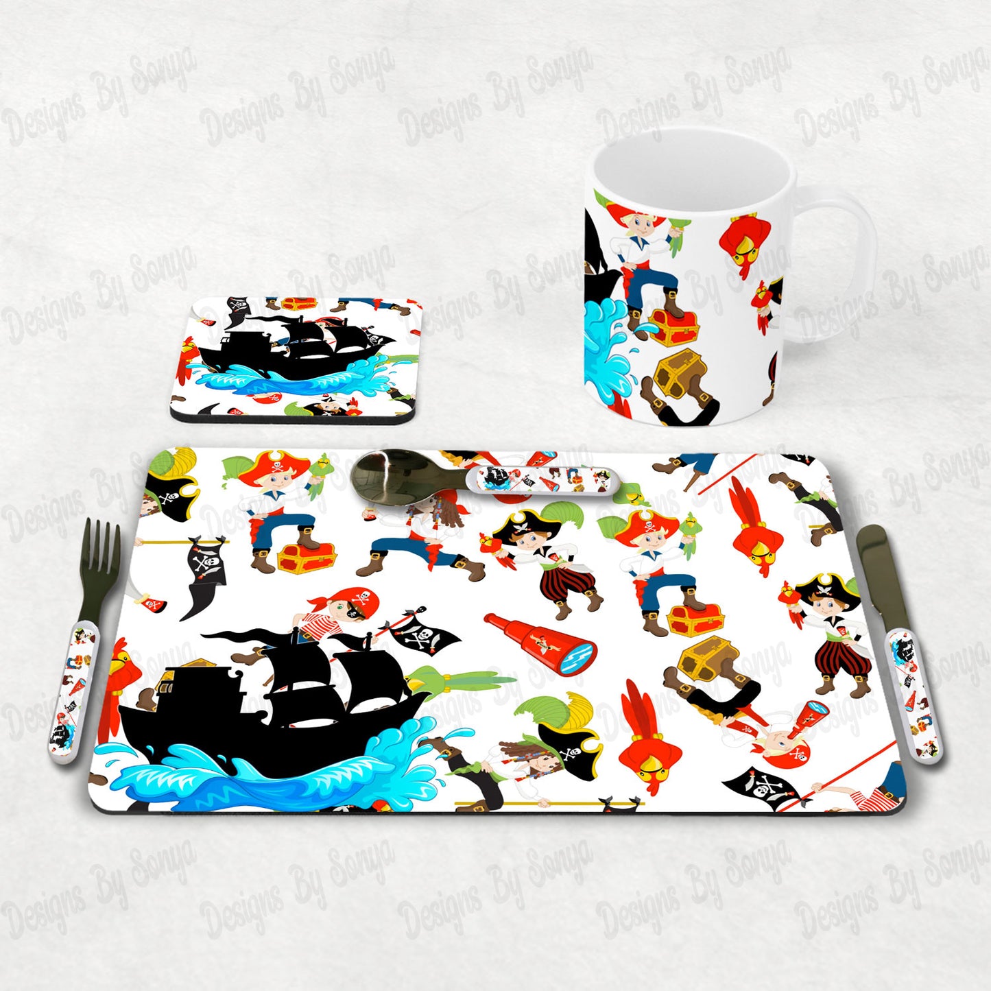 White Pirate Themed Dinner Set