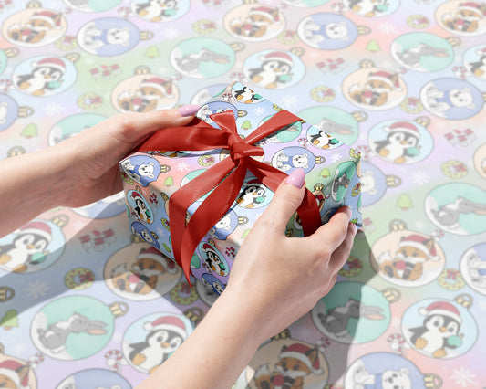 Winter Critter Baubles Gift Wrap