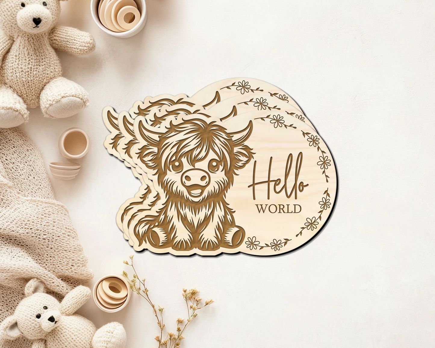 Highland Cow Baby Milestone Disc Set