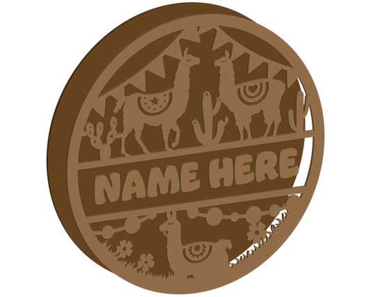 Llama Themed Name Plaque