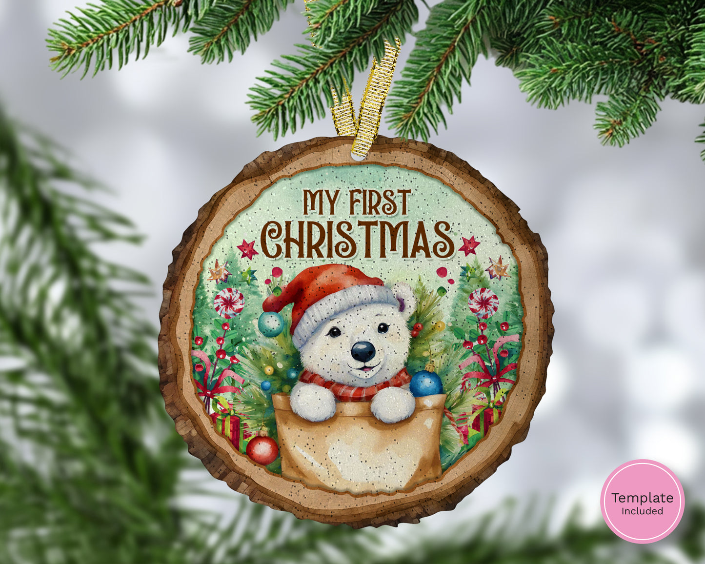 100mm Wood Slice Hanging Decoration