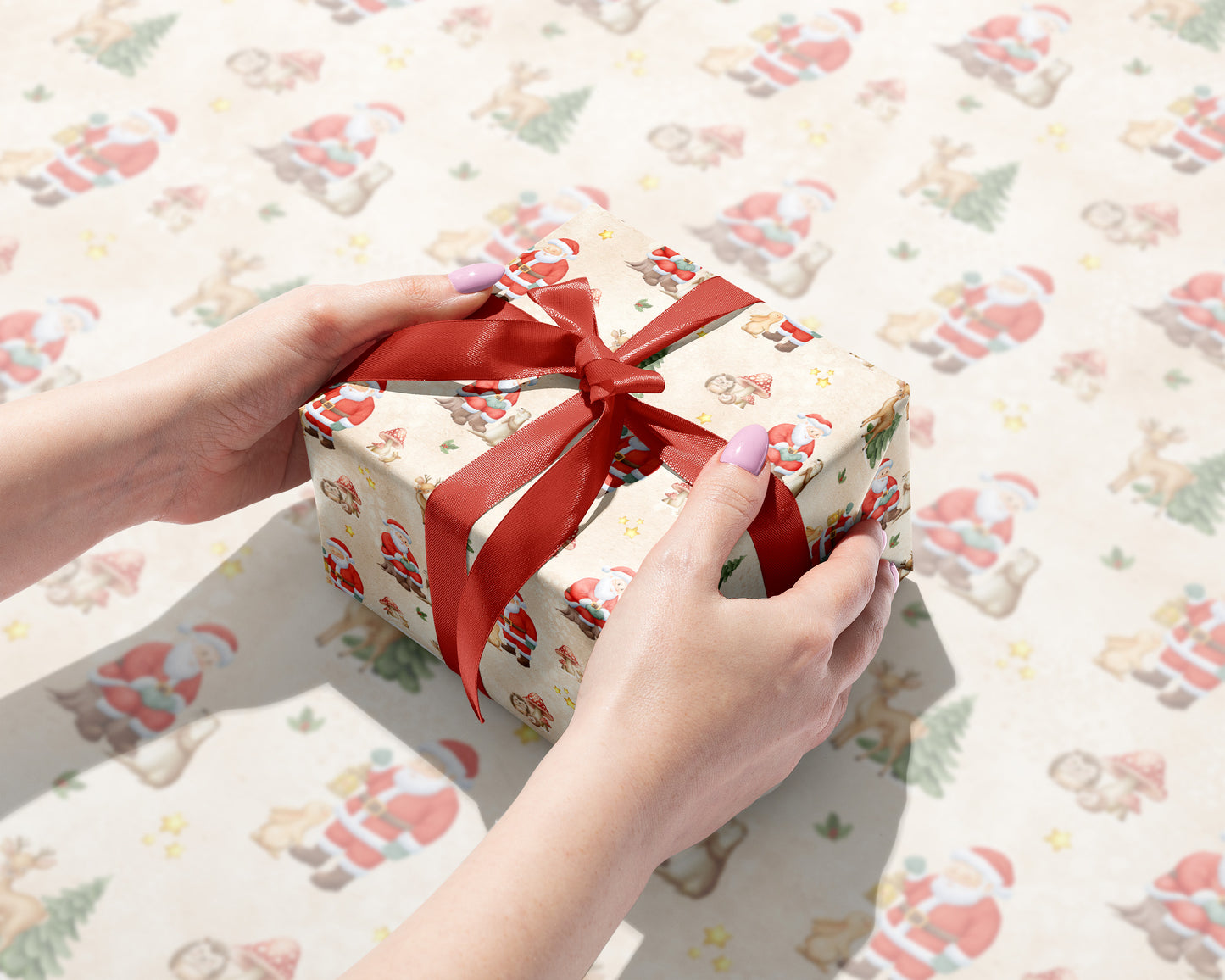 Santas Forest Friends Gift Wrap
