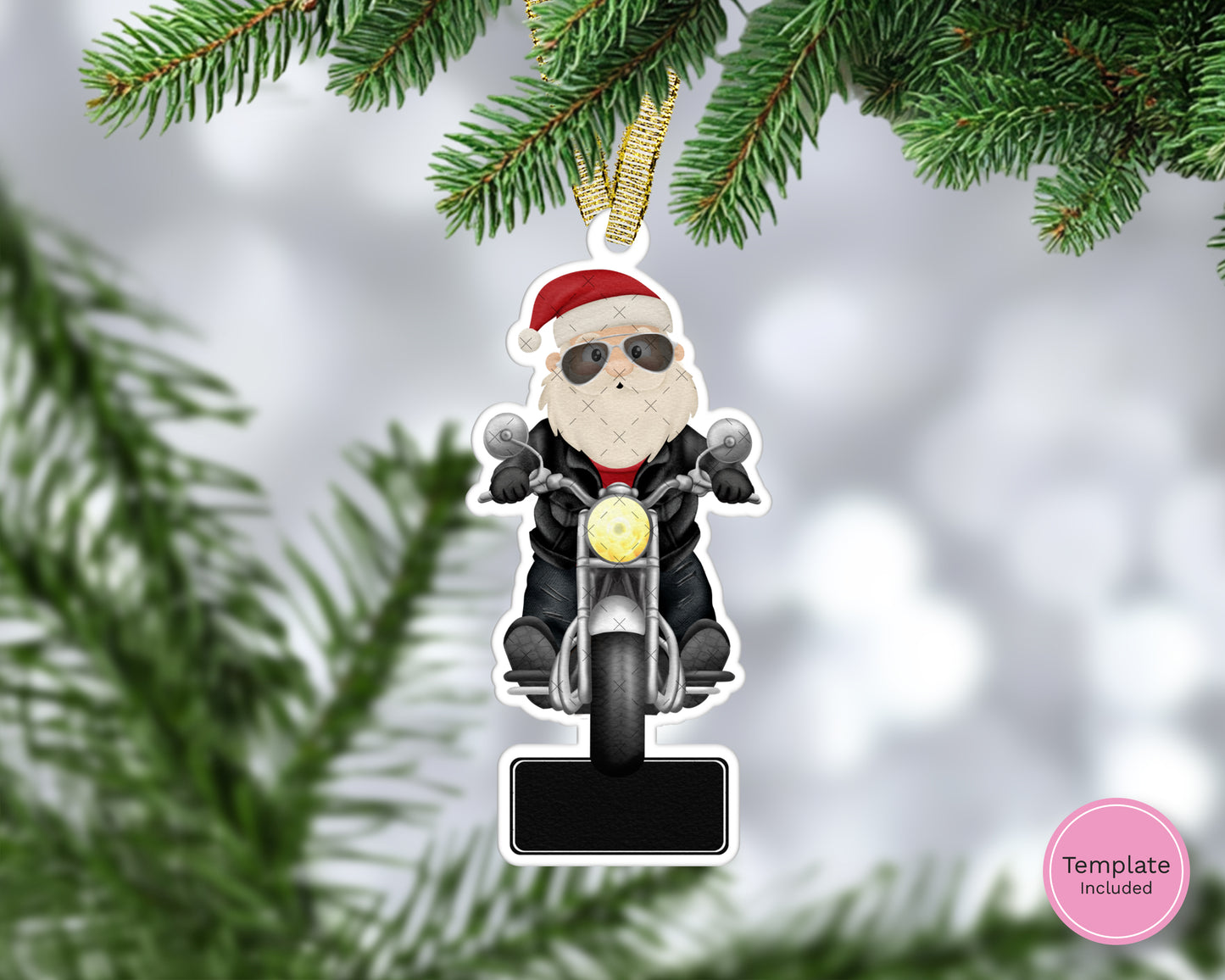 Santa on Motorcycle Hanging Decoration