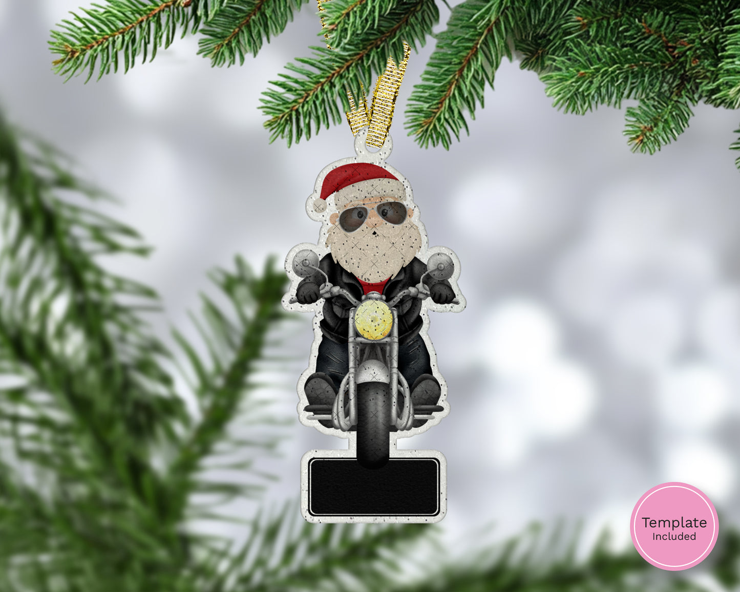 Santa on Motorcycle Hanging Decoration