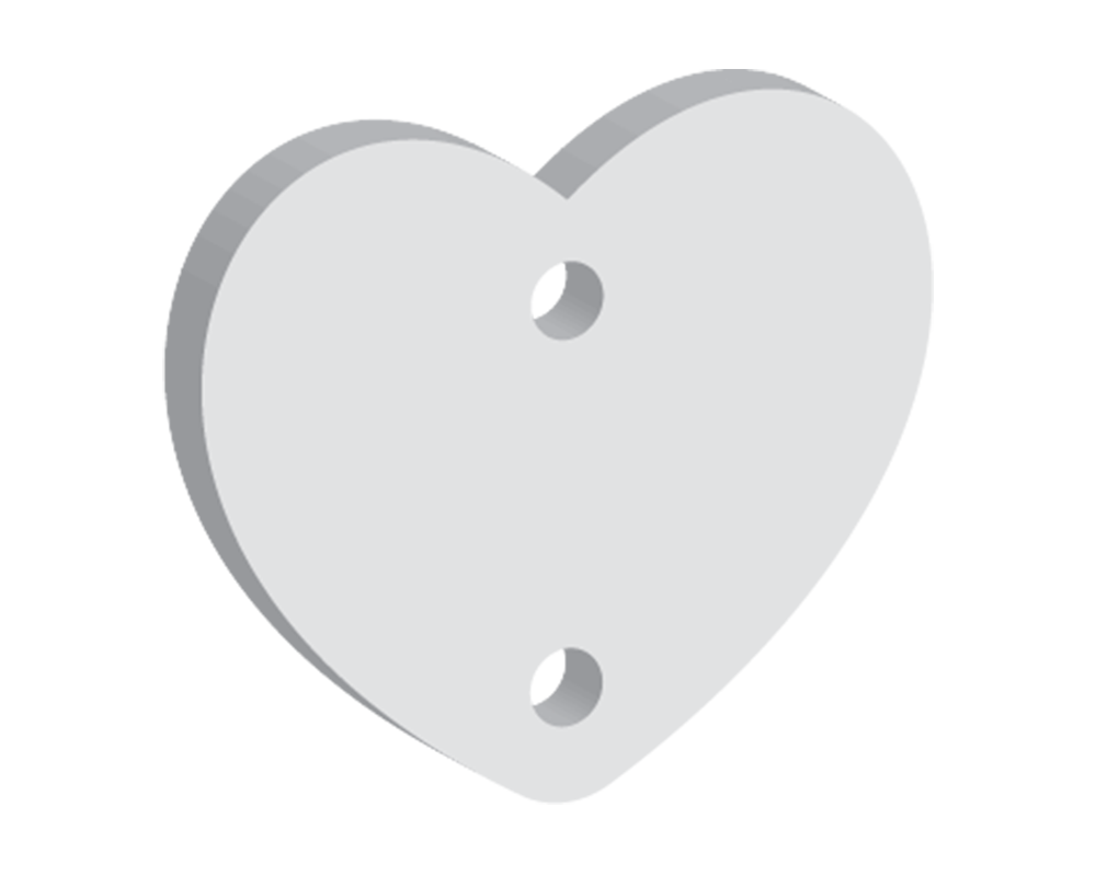 30mm Heart Two Vertical Holes (10pcs)