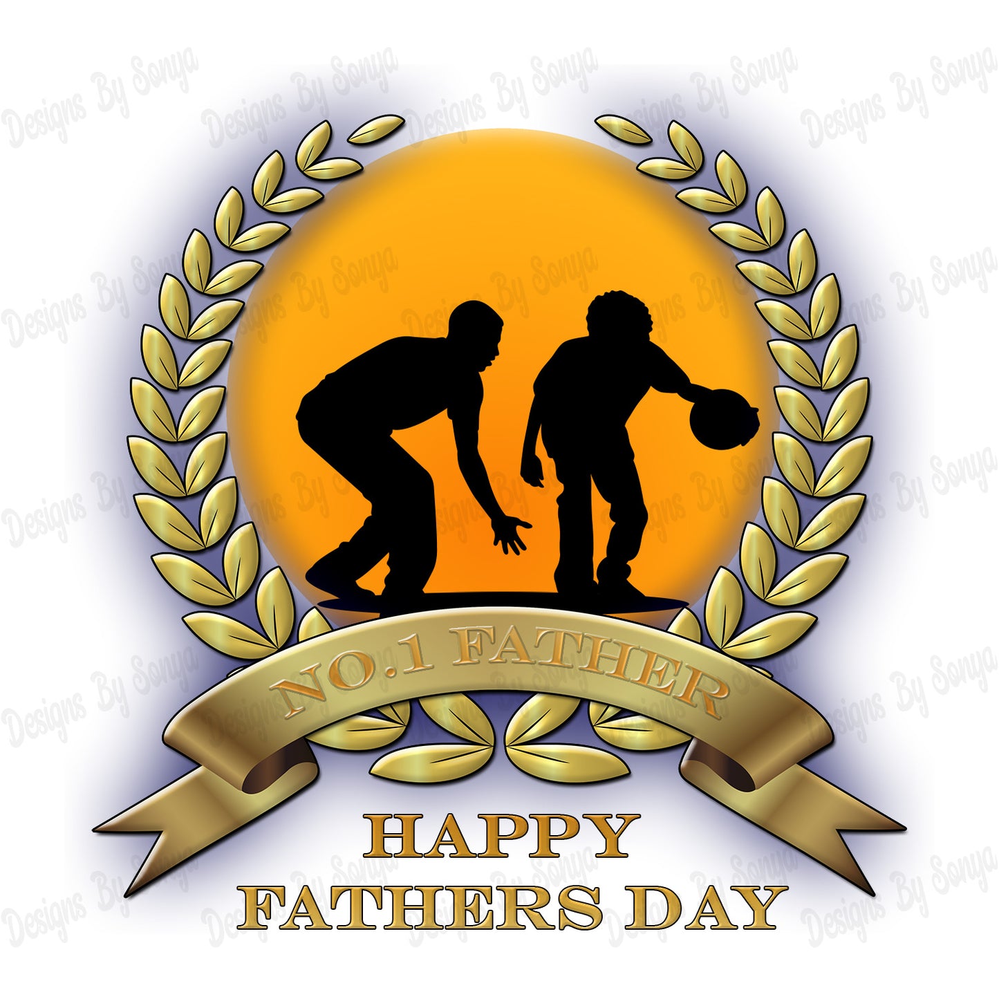 Silhouette Father Son Basketball - Fathers Day