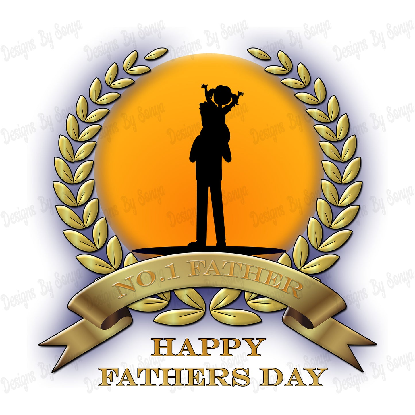 Silhouette Father Daughter on Shoulders - Fathers Day