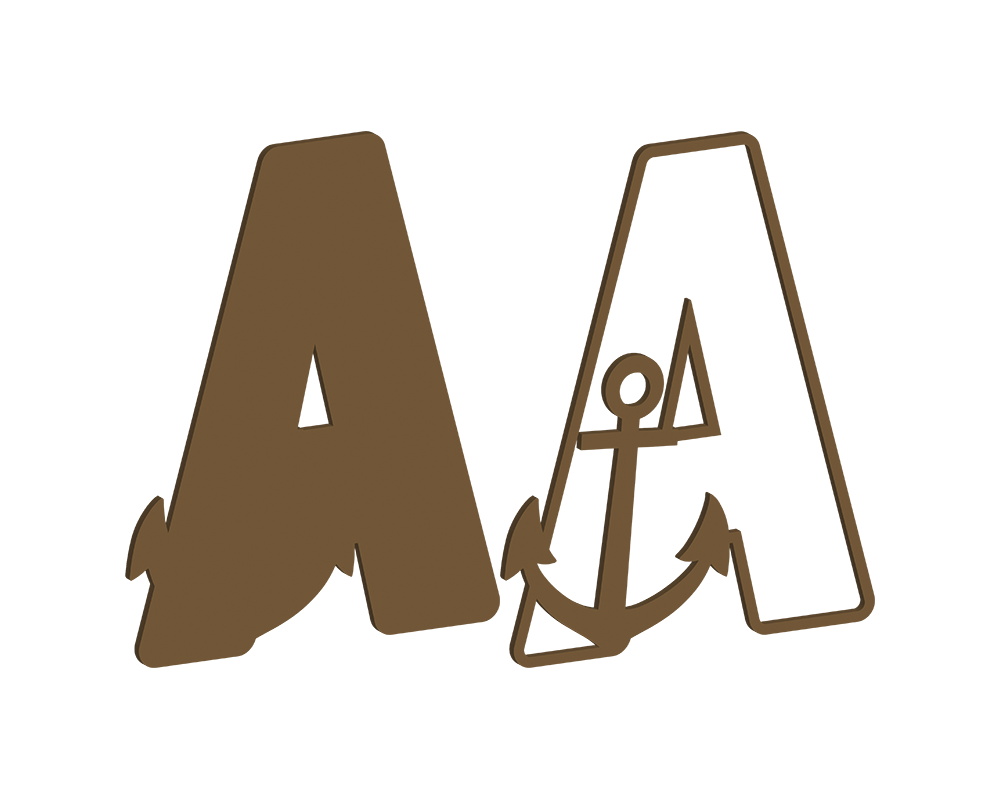 MDF Nautical Themed Letters (A-M)