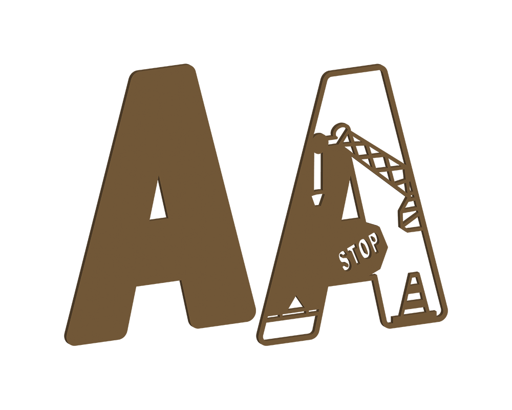 MDF Construction Themed Letters