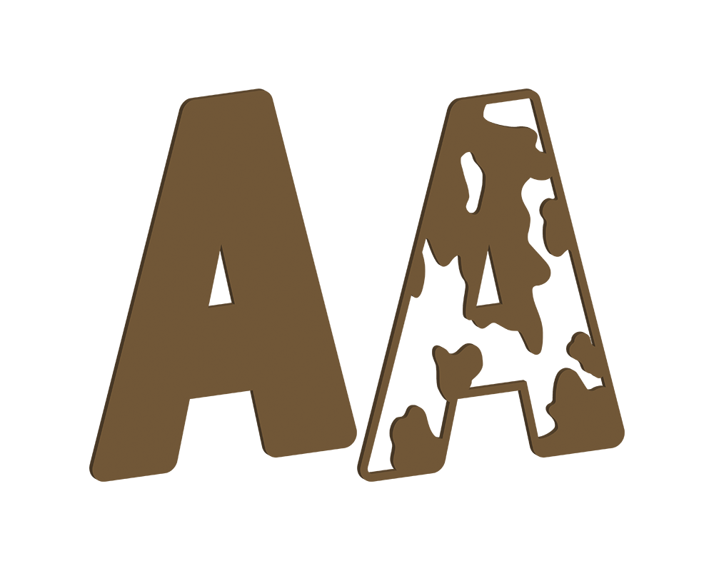 MDF Cow Themed Letters
