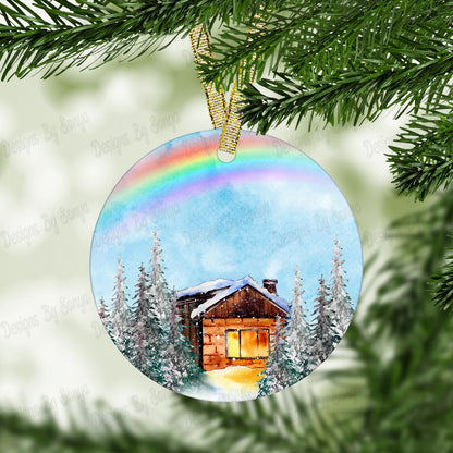 Watercolour Wildlife and Cabin Rainbow Design