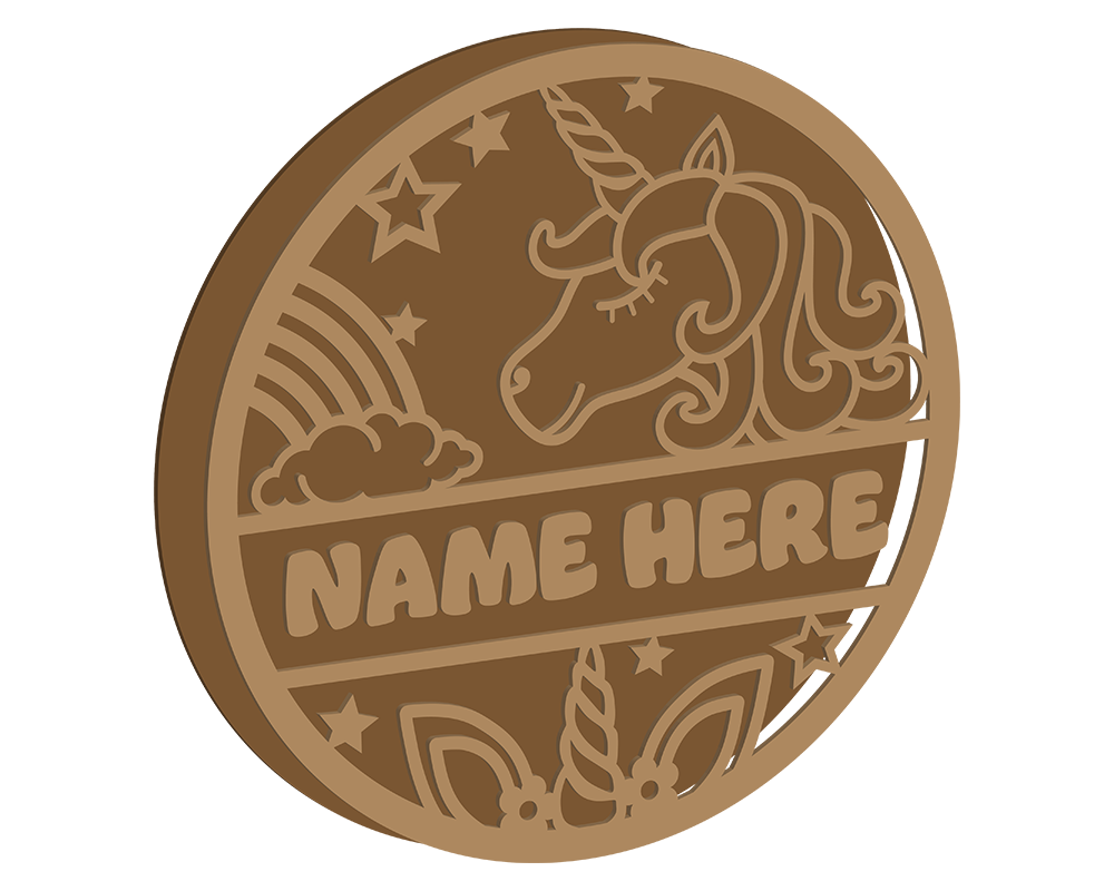 Cartoon Unicorn Themed Name Plaque