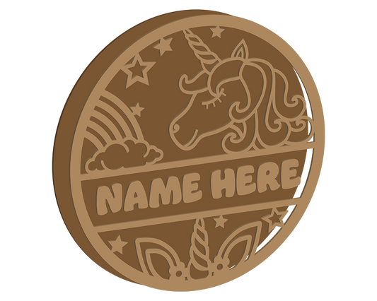 Cartoon Unicorn Themed Name Plaque