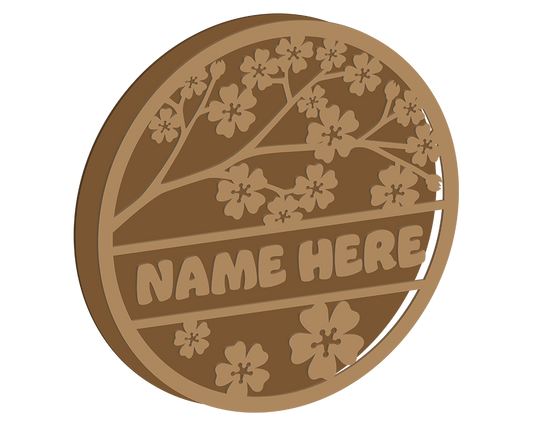 Cherry Blossom Themed Name Plaque