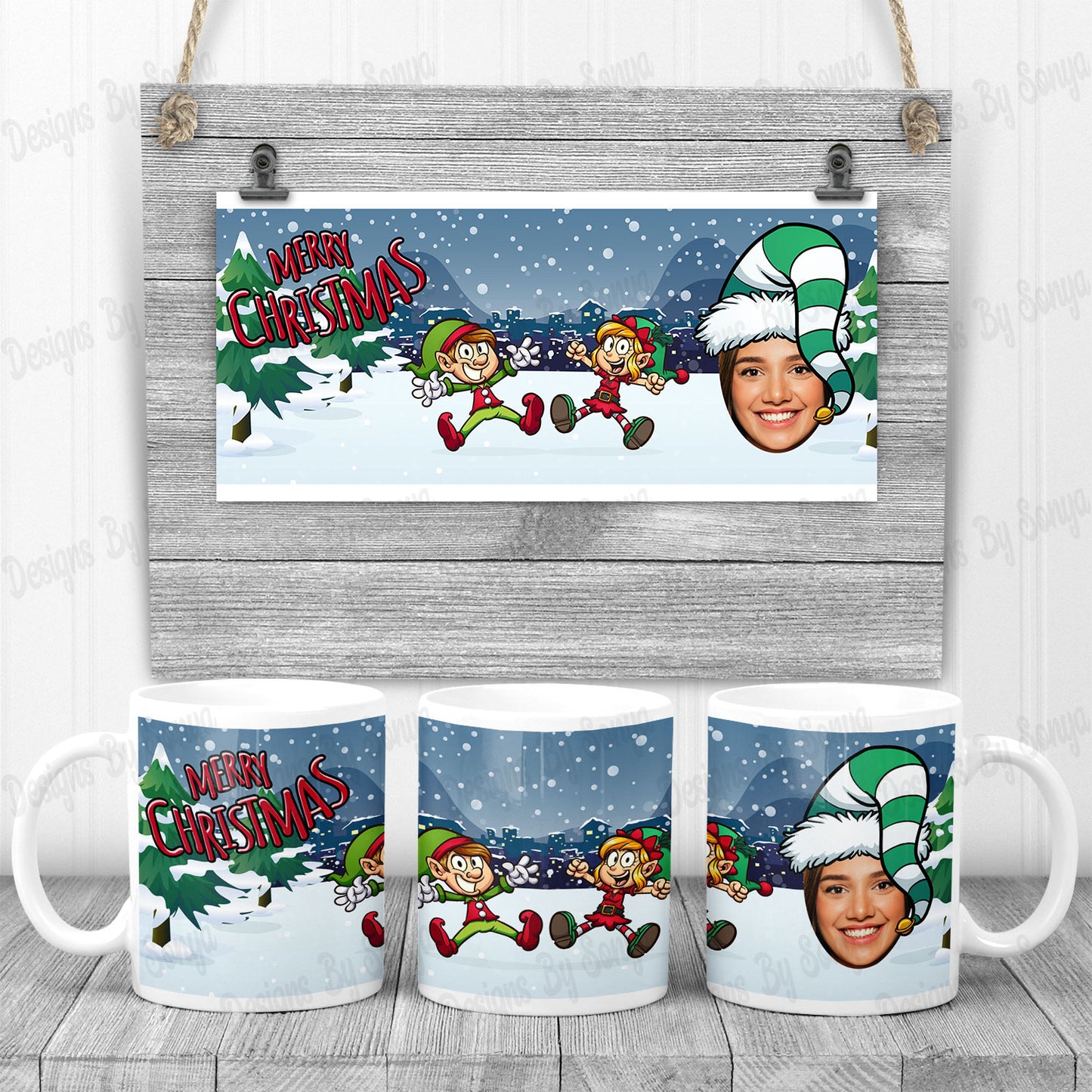 Christmas Character Photo Mug Design Set 2