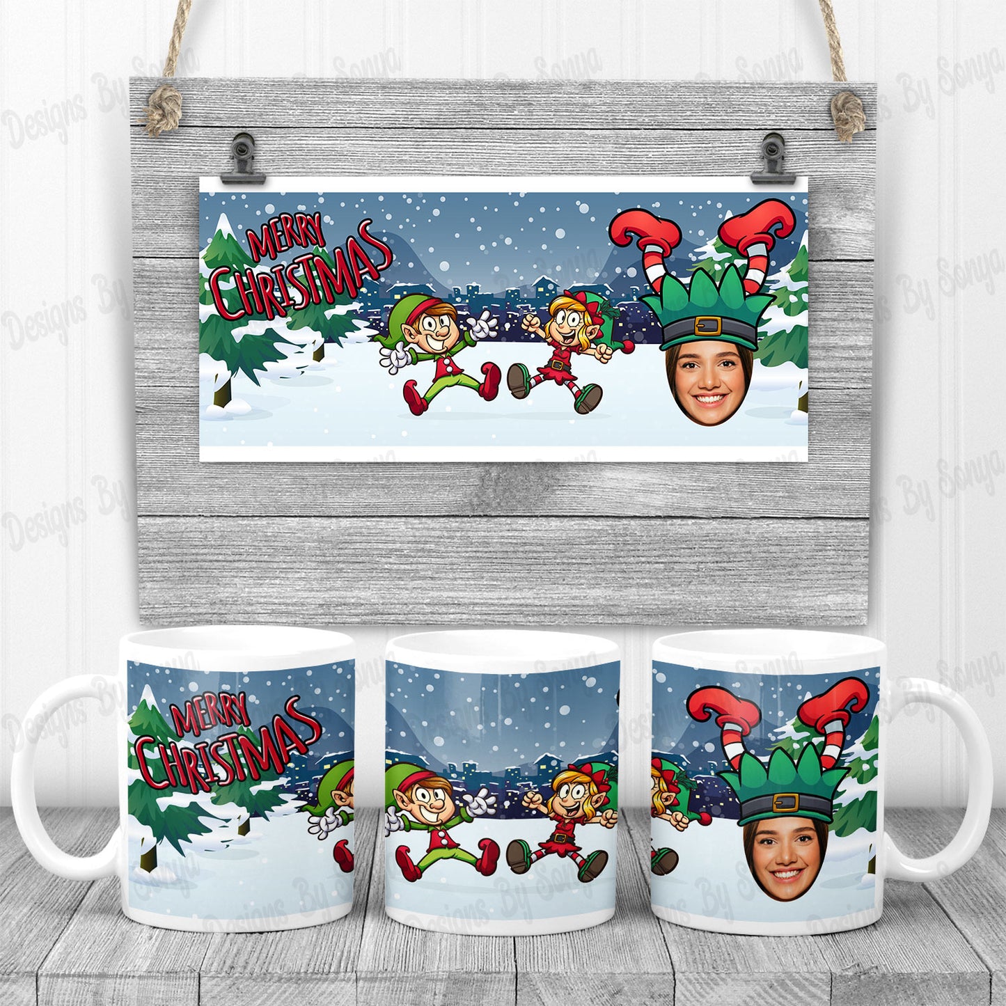 Christmas Character Photo Mug Design Set 2