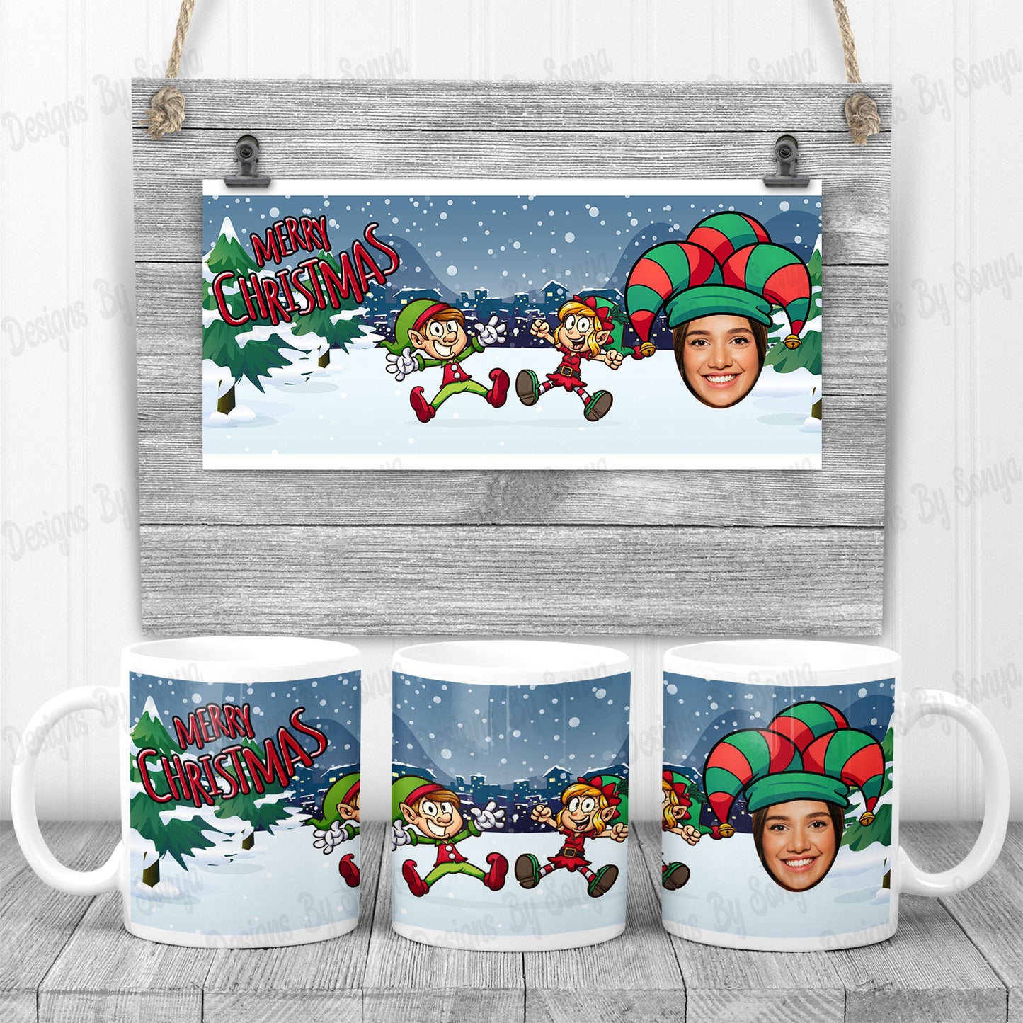 Christmas Character Photo Mug Design Set 2
