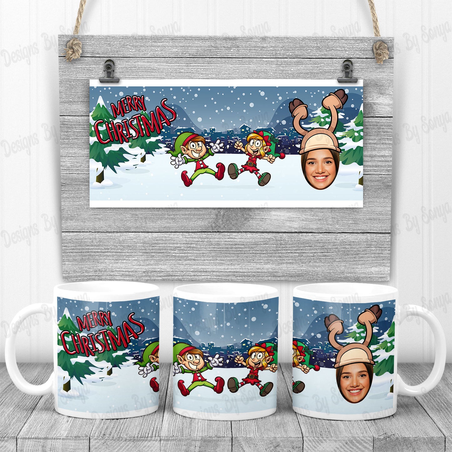 Christmas Character Photo Mug Design Set 2