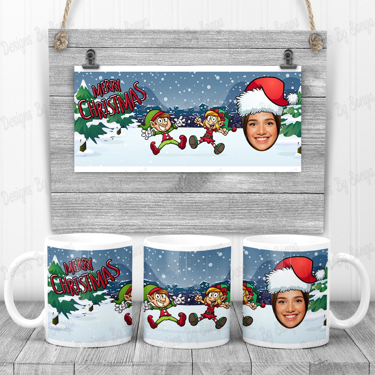 Christmas Character Photo Mug Design Set 2