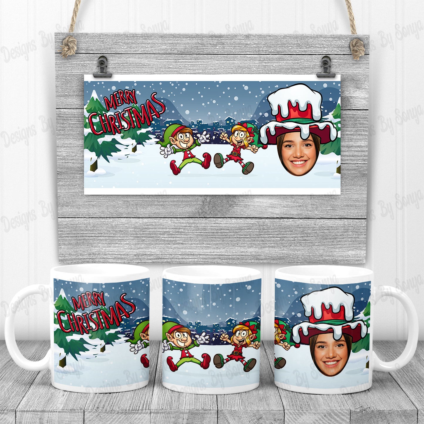 Christmas Character Photo Mug Design Set 2