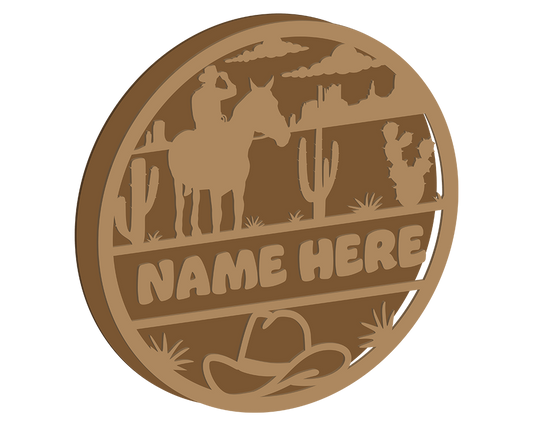Cowboy Themed Name Plaque
