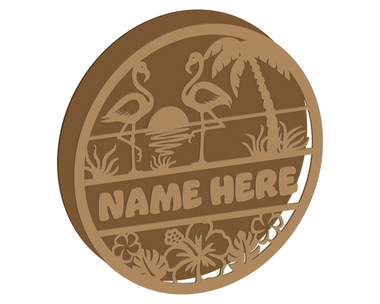 Flamingo Themed Name Plaque