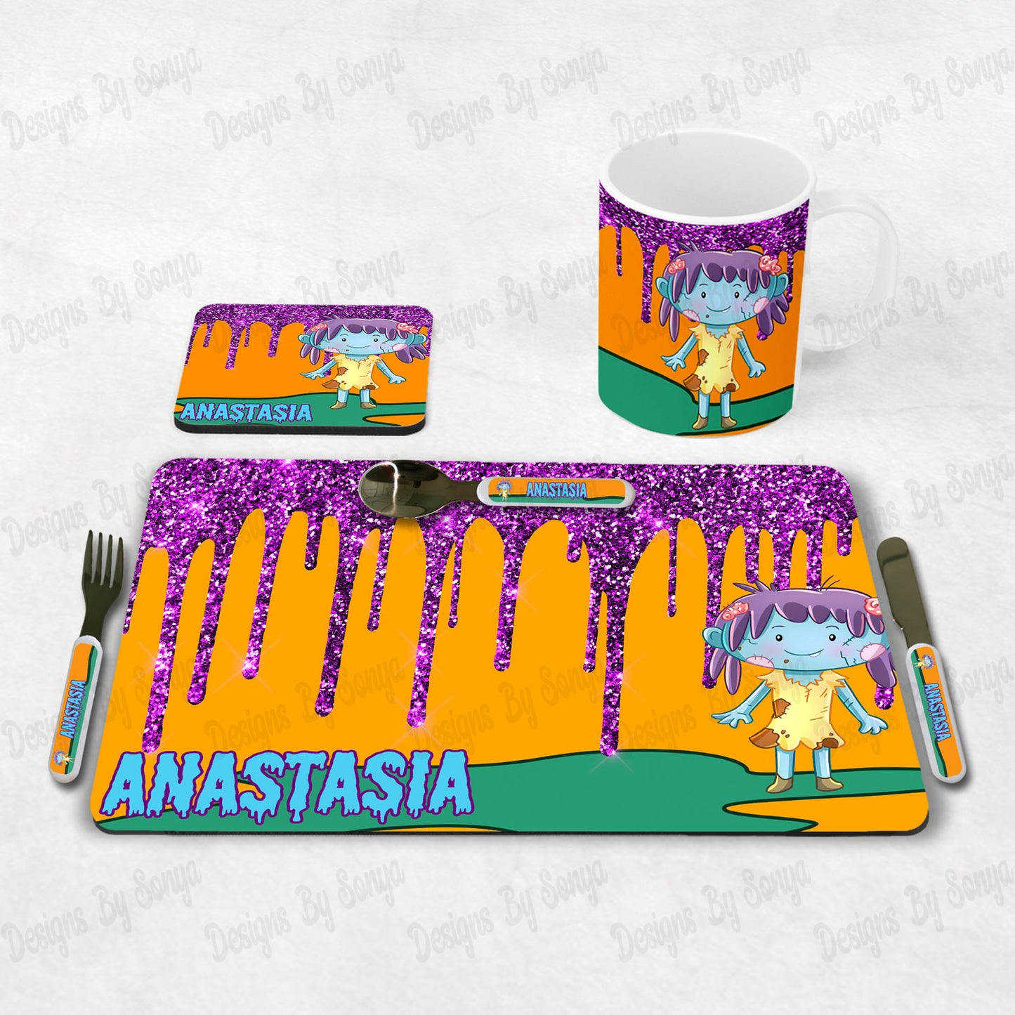 Glitter Halloween Girl Dinner Set 2