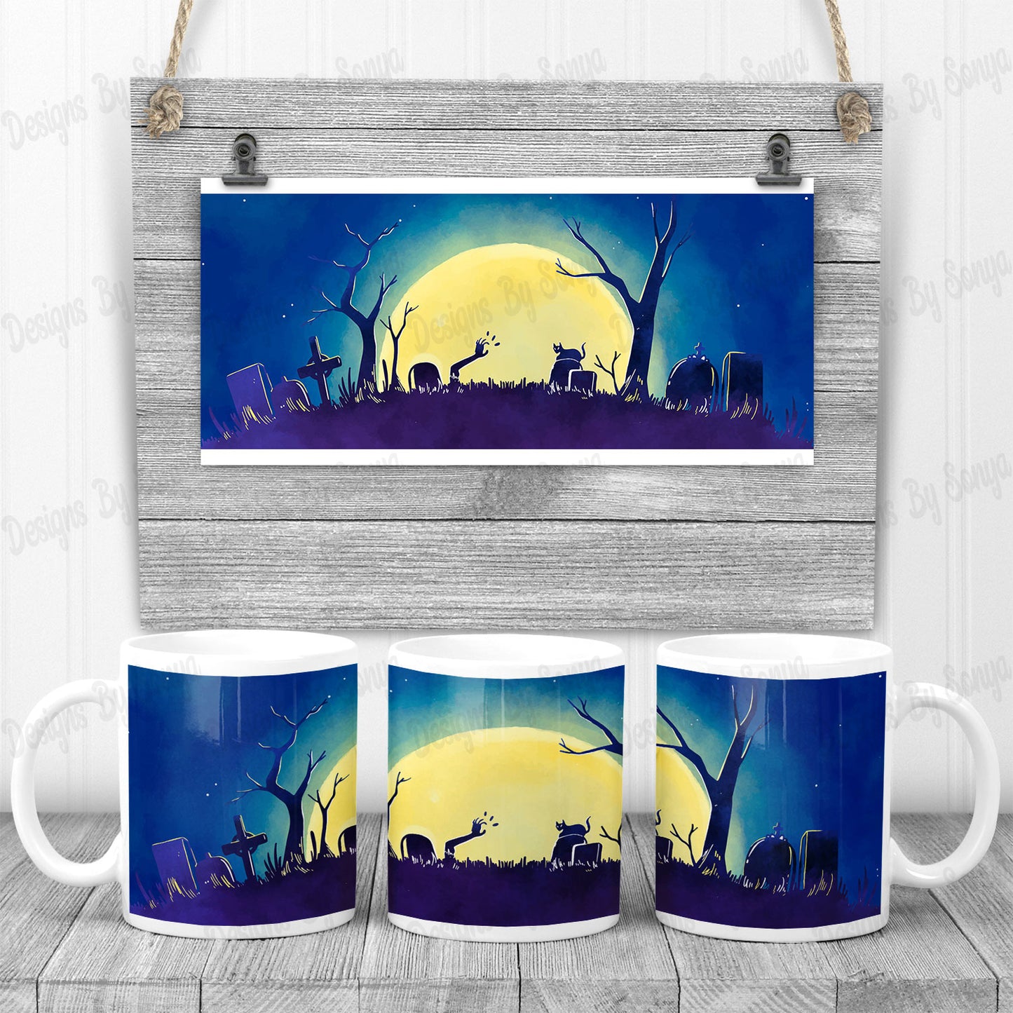 Halloween Graveyard Mug Design