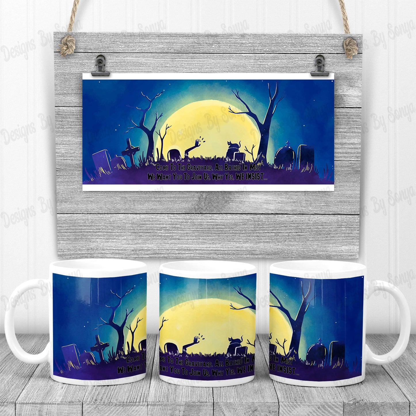 Halloween Graveyard Mug Design