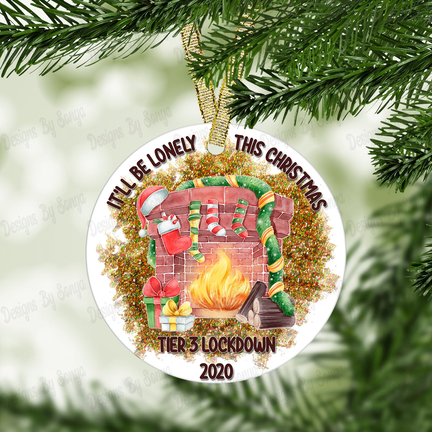 Circular Christmas Ornament Set 4