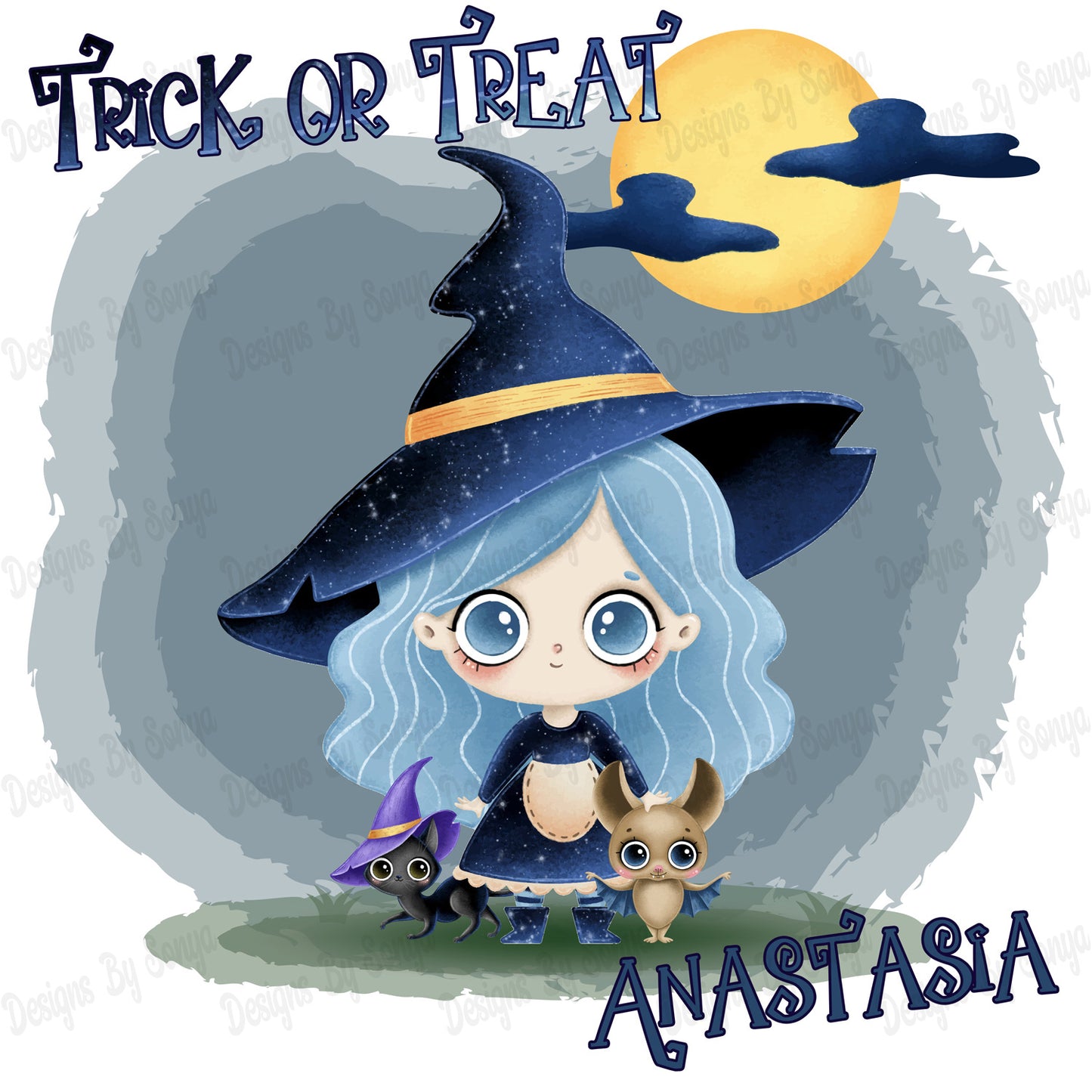 Blue Witch Halloween Design