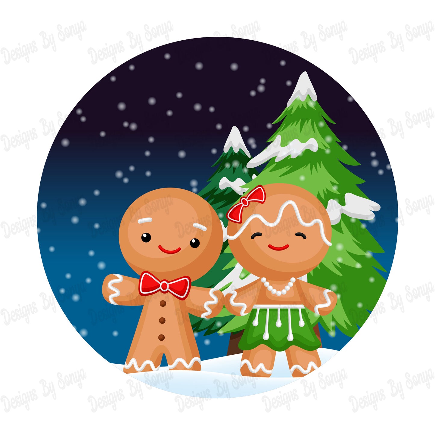 Gingerbread Couples Christmas Ornament Design