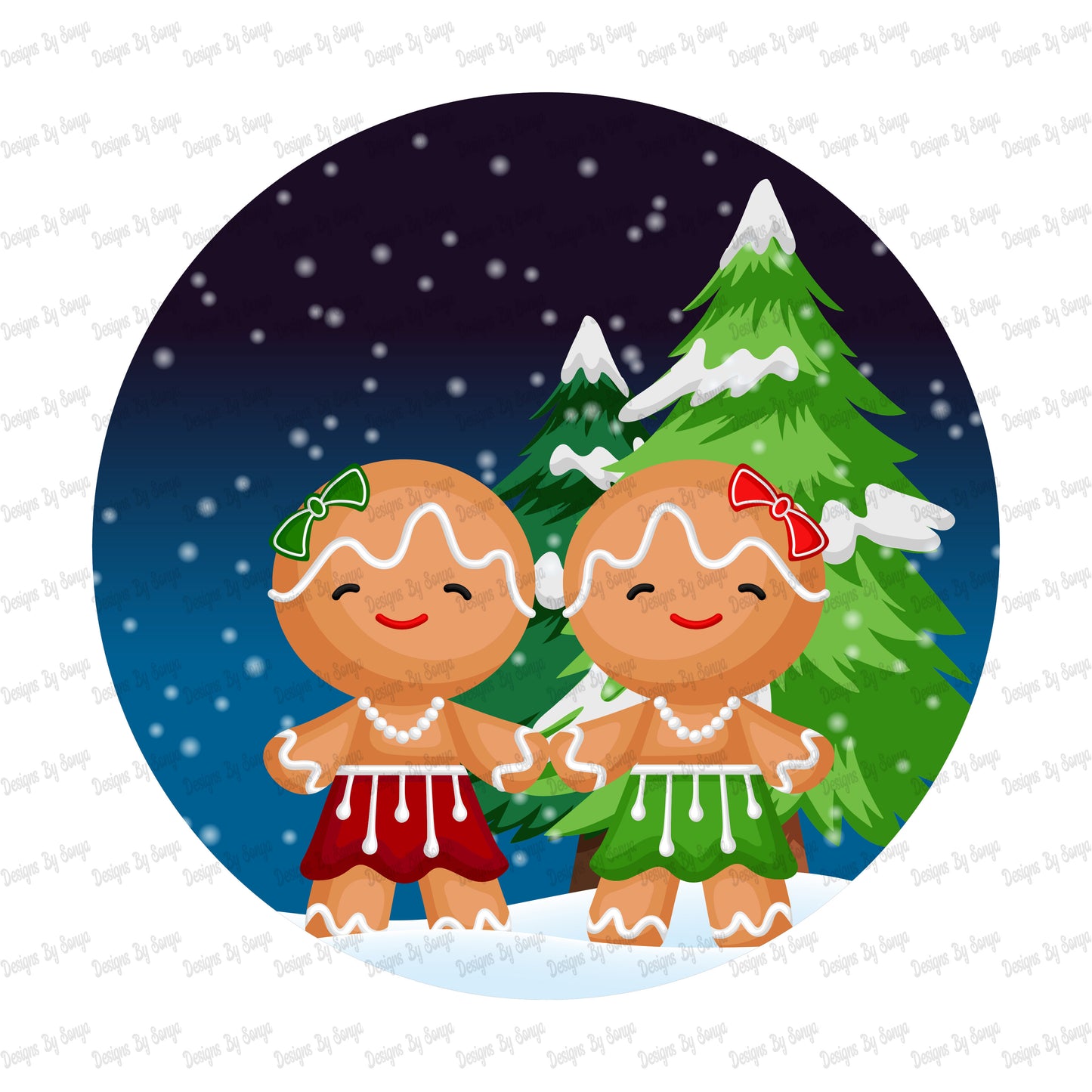 Gingerbread Couples Christmas Ornament Design