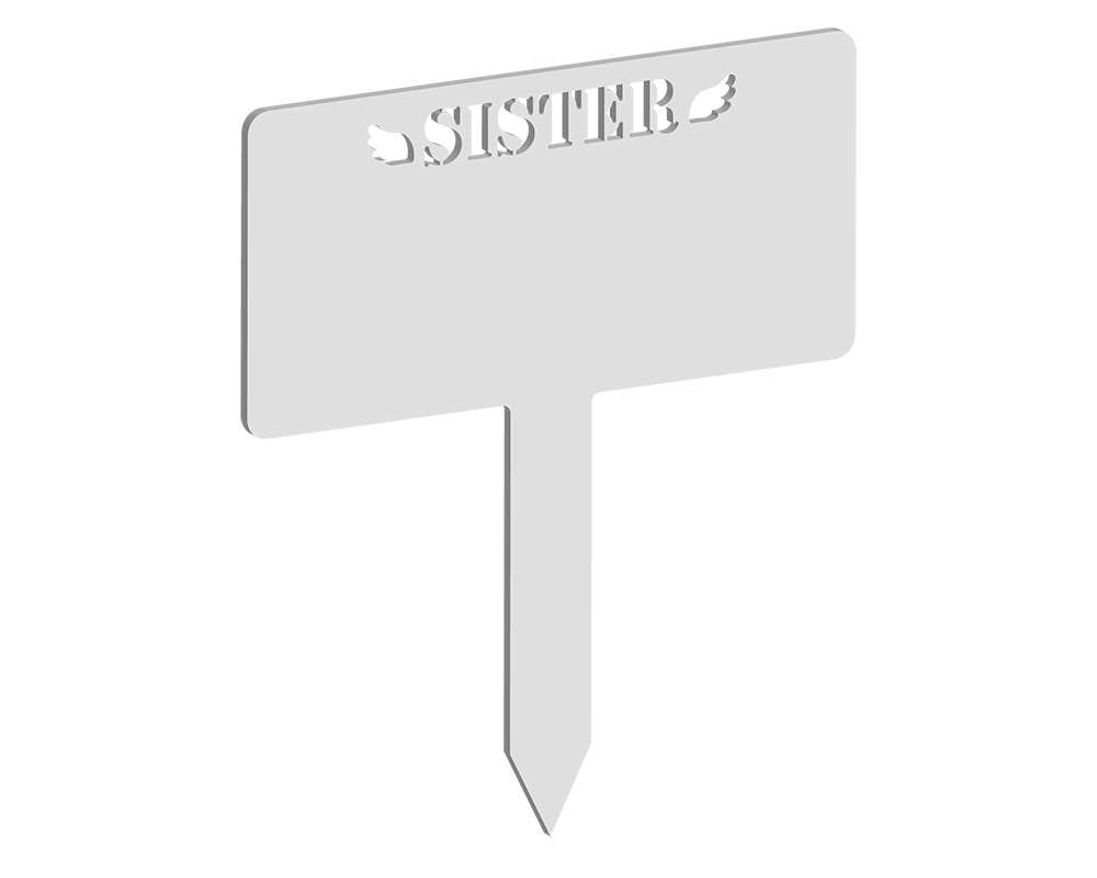Rectangular Winged Sister Memorial Plaque
